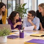 Colleghe e colleghi partecipano a un workshop aziendale sulla parità di genere